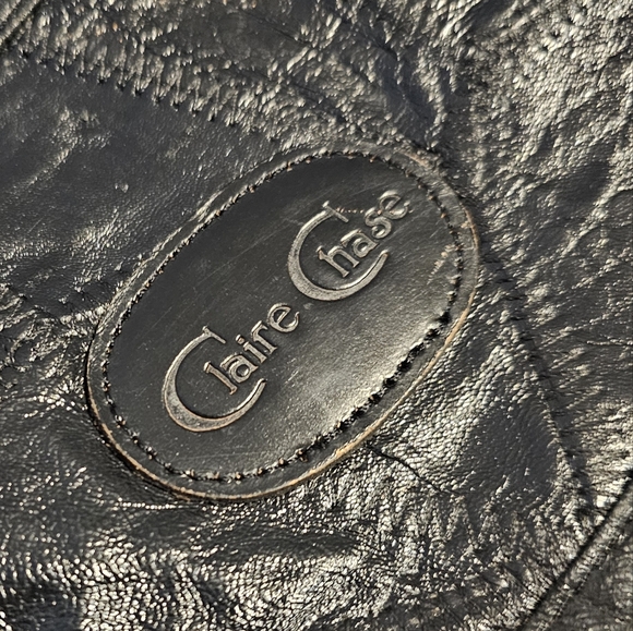 CLAIRE CHASE Black Patchwork Executive Leather Duffel Bag Weekender - Picture 4 of 13